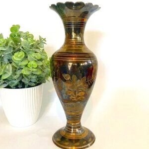 Vintage Brass Vase 10" Made in India